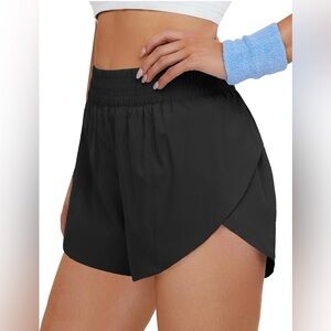 BMJL Women's Athletic High Waisted Running Shorts w/Liner In Black Size: XL
